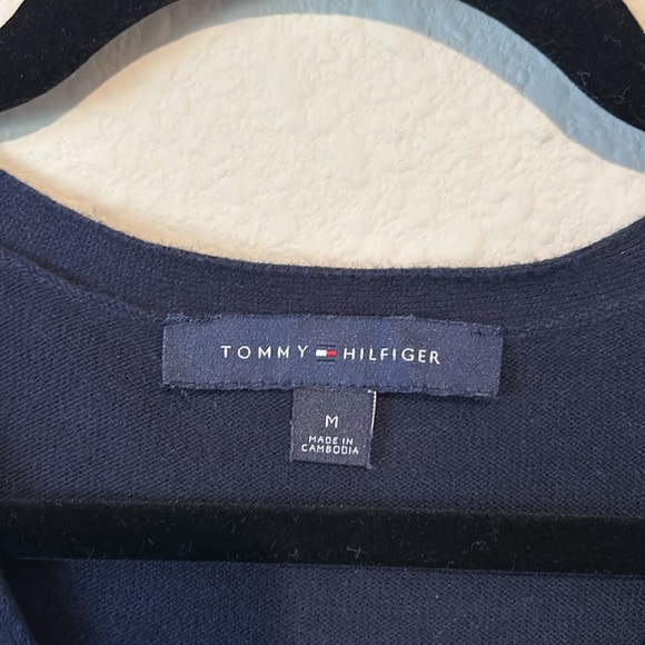 Tommy Hilfiger navy polkadot long sleeve v-neck sweater - Picture 3 of 5